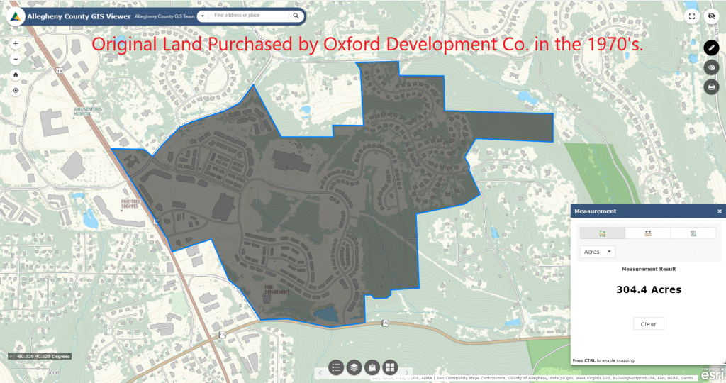 Land Purchased by Oxford Development Co.