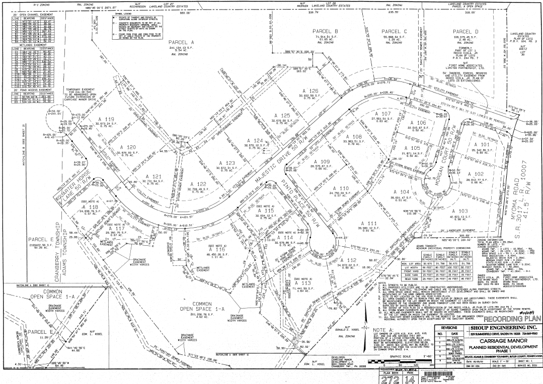 Carriage Manor Cranberry Lots Subdivided